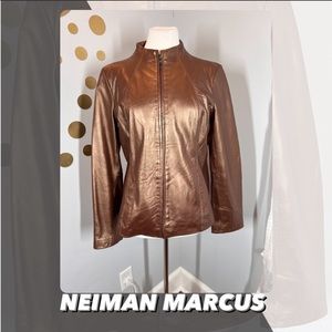 EUC Neiman Marcus Pearlized Lamb Leather Jacket
